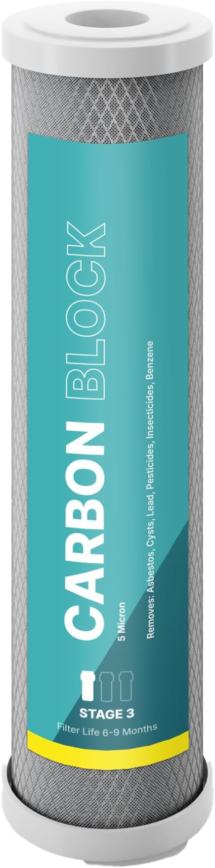 NU Aqua Reverse Osmosis Carbon Block Filter 10 Inch Replacement - 5 Micron Universal RO Water Filtration System Cartridge - 4 Pack of Premium Filters