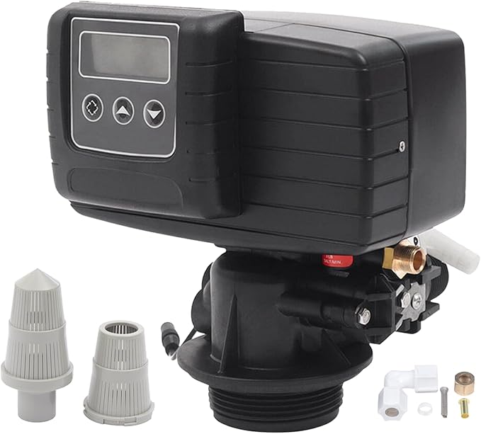 Whole House Water Softener Valve 48,000 Grains - High Performance Automatic Digital Metered Control Head,Reduces Hardness & Minerals - Improve Water Quality - for 1-2 bathrooms