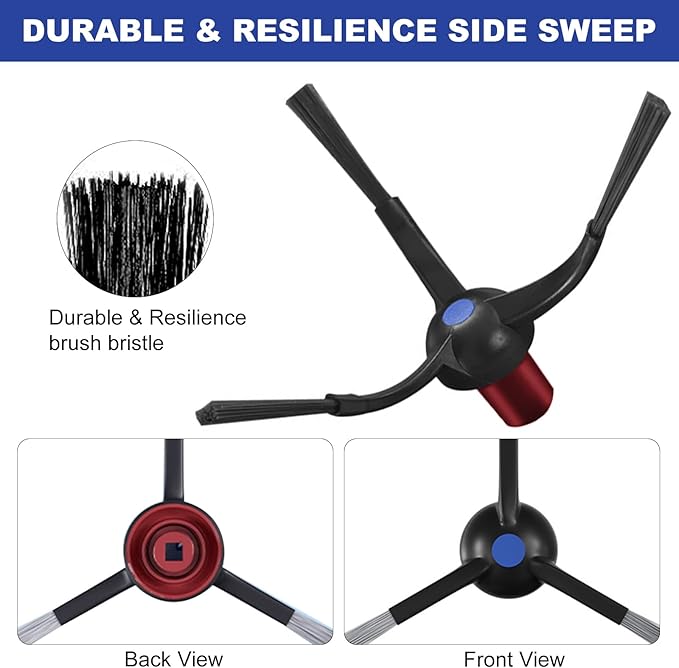 Replacement Accessories Compatible with Yeedi M12 Ultra Plus/ M12 PRO+ Robot Vacuum Cleaner.（2 Main Brush,6 Side Brushes,6 Hepa Filters,6 Mop Pads,6 dust Bags）