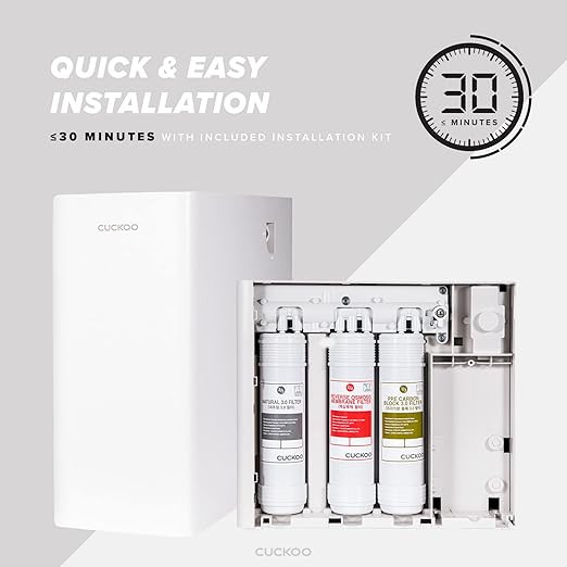 CUCKOO Under-Sink Reverse Osmosis Water Purifier | Stainless Steel Faucet, 3-Stage Filtration, Easy Installation & Filter Replacements CP-ADR031UW