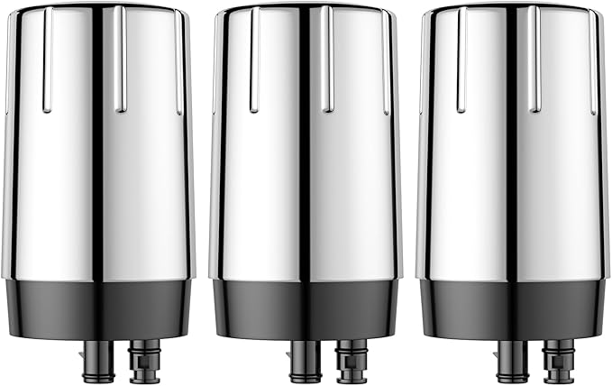 Fil-Fresh 3-Pack Water Filter Replacement for Brita Faucet Filtration System, NSF Certified to Reduce Chlorine, BPA-Free, Lasts 4-Months or 100 Gallons, Chrome