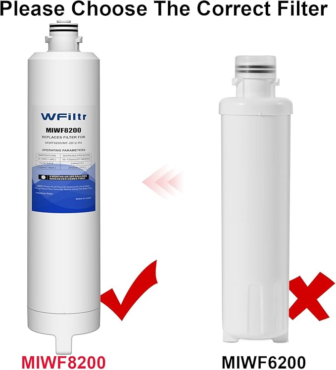 MIWF8200 Water Filter Compatible with Midea MIWF8200 MF-2812-R4 MRF29D3AST MRF29D6AST Refrigerator Filter (2 Pack)