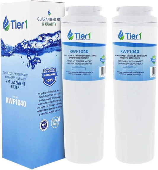 Tier1 UKF8001 Refrigerator Water Filter 2-pk | Replacement for Whirlpool Filter 4, EveryDrop EDR4RXD1, 4396395, Maytag UKF8001, FMM-2, UKF8001AXX-750, 469006, Fridge Filter