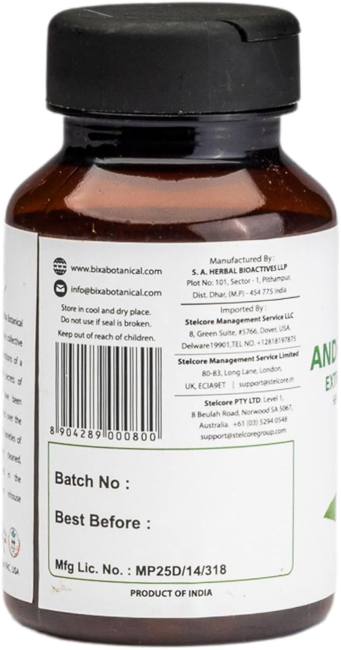 bixa BOTANICAL Ayurvedic Natural Herbal Supplement Andrographis (Kalmegh) Extract 20% Andrographolide | Natural Liver Tonic | for Healthy Immunity (450mg) Veg Capsules 60 Count (Pack of 1)