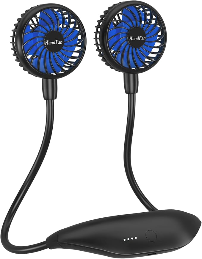 HandFan 5000mAh Portable Neck Fan, Necklace Fan Battery Operated Max 26hrs working, Wearable Fan Rechargeable 6 Speeds, Hands-Free Fan 360° Adjustable for Outdoor Activities Travel Office Home (Black)