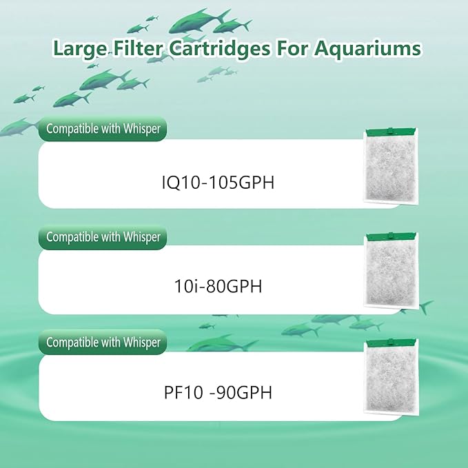 12 Pack Aquarium Filter Cartridge Compatible with Whisper Power Filters,Medium Replacement Filter Cartridges for 10i IQ10 PF10