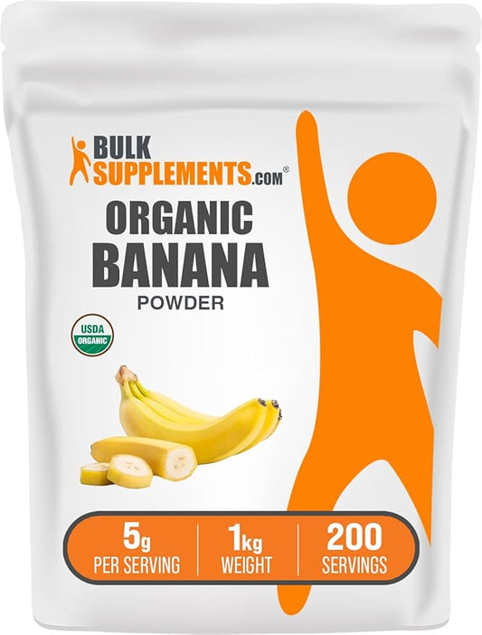 BulkSupplements.com Organic Banana Powder - Banana Fruit Powder, Nutrient Rich - Air-Dried & Gluten Free, 5g per Serving, 1kg (2.2 lbs) (Pack of 1)