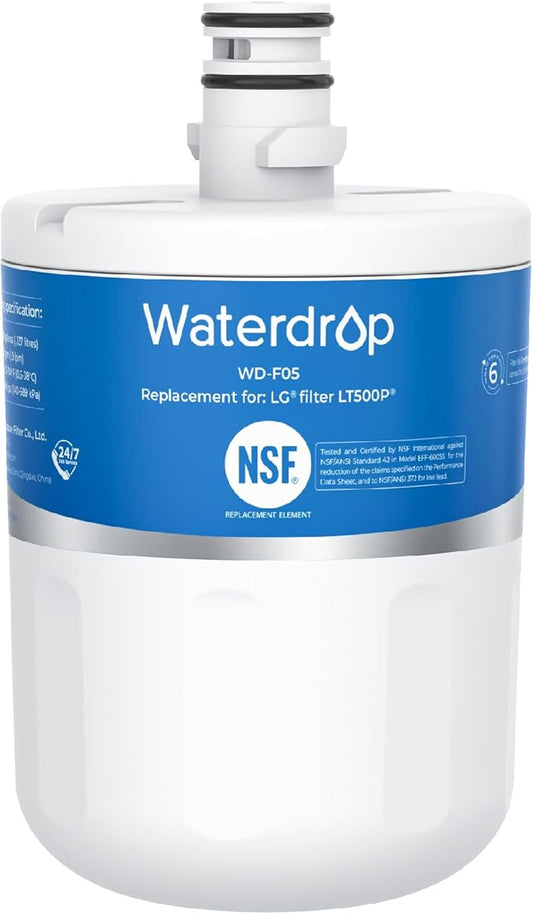Waterdrop 5231JA2002A Refrigerator Water Filter, Replacement for LG® LT500P®, GEN11042FR-08, ADQ72910911, ADQ72910901, Kenmore 9890, 46-9890, LFX25974ST(Package May Vary)