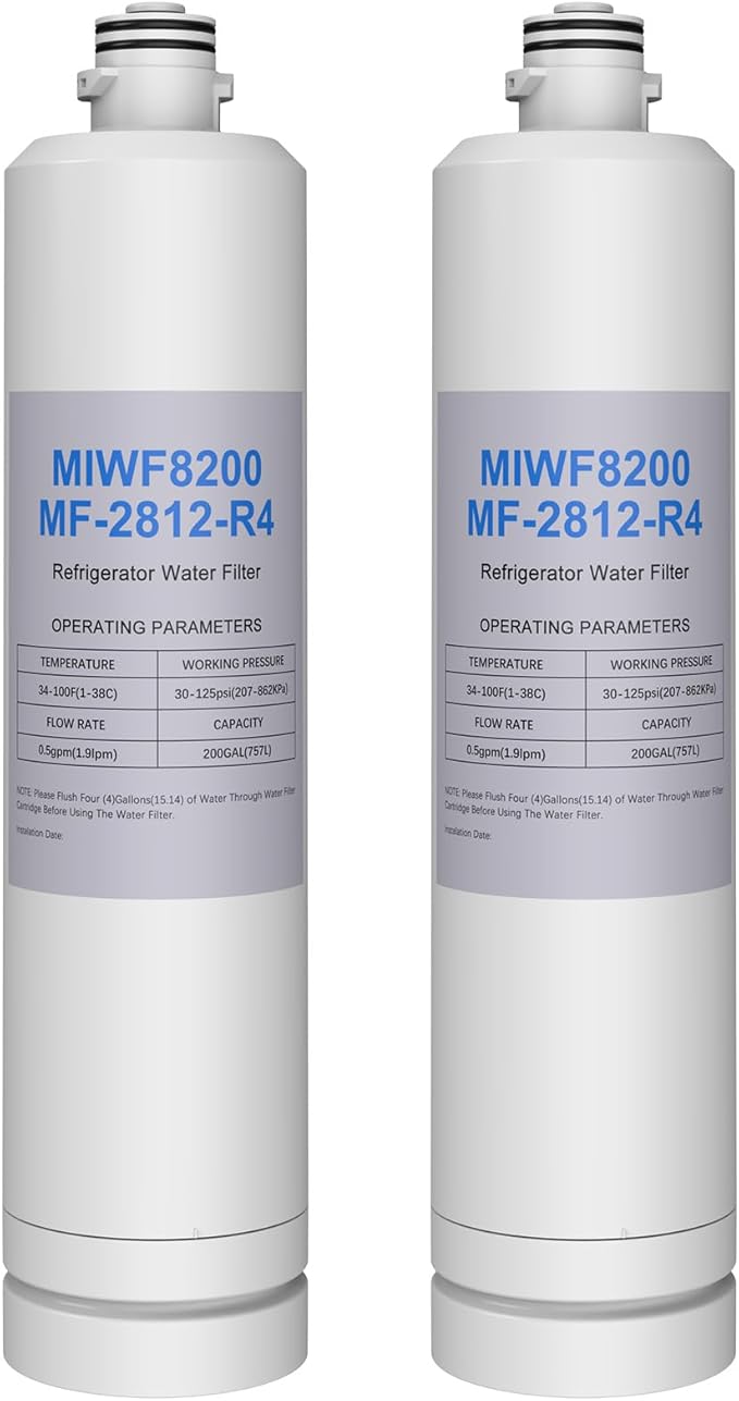 MIWF8200 Water Filter Compatible with Midea MIWF8200 MF-2812-R4, Midea MRF29D3AST, MRF29D6AST, MRF29D9BST Refrigerator (2 Pack)
