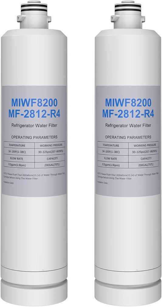 MIWF8200 Water Filter Compatible with Midea MIWF8200 MF-2812-R4, Midea MRF29D3AST, MRF29D6AST, MRF29D9BST Refrigerator (2 Pack)