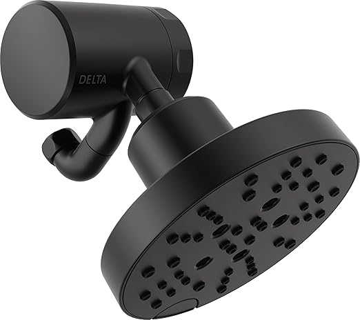 Delta Faucet 5-Setting H2Okinetic Shower Head Matte Black with Clarifi Premium Shower Filter Attachment with Filter