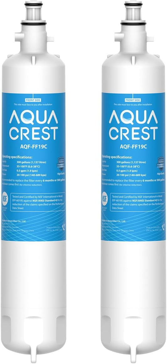AQUA CREST Replacement for GE® RPWFE, RPWF (with CHIP) Refrigerator Water Filter, Compatible with GYE22HMKES, GYS22GMNES, GYE22HBLTS, DFE28JSKSS, GFE28HMHES, GNE29GYNFS, GFE28GYNFS, 2 Filters