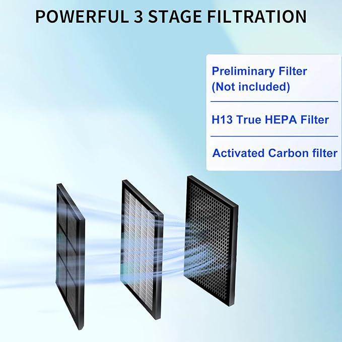 2 Pack Vital 100S Replacement Filter for LEVOIT Vital 100S Air Purifi-er. High Efficiency 3-in-1 H13 Grade HEPA and Activated Carbon Filter.Vital 100S-P Filter, Replace Part #Vital 100S-RF.