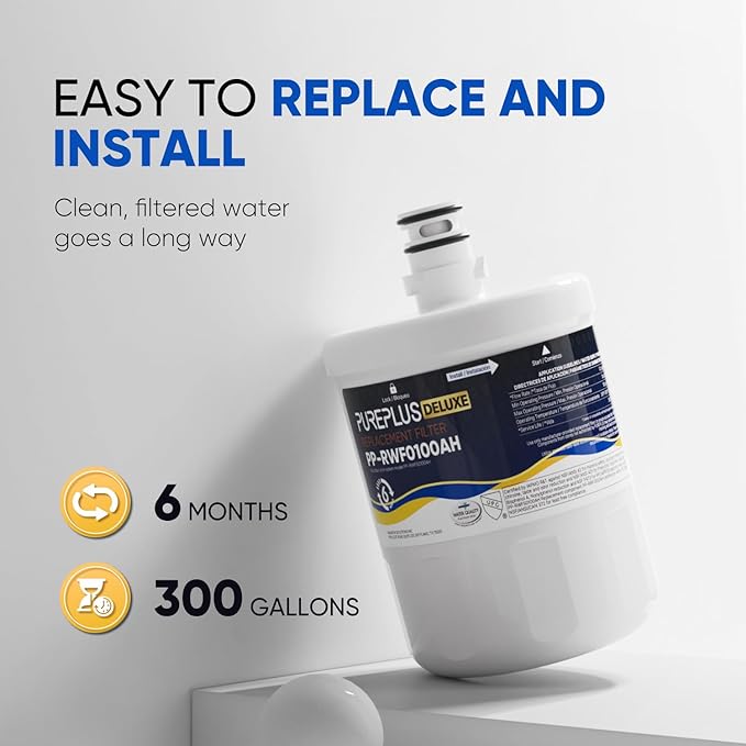 PUREPLUS NSF/ANSI 401, 53, 42 & NSF P473 Certified Replacement for LG LT500P, ADQ72910901, GEN11042FR-08, Kenmore 9890, 469890, HDX FML-1, ADQ72910907 Refrigerator Water Filter, 2Pack