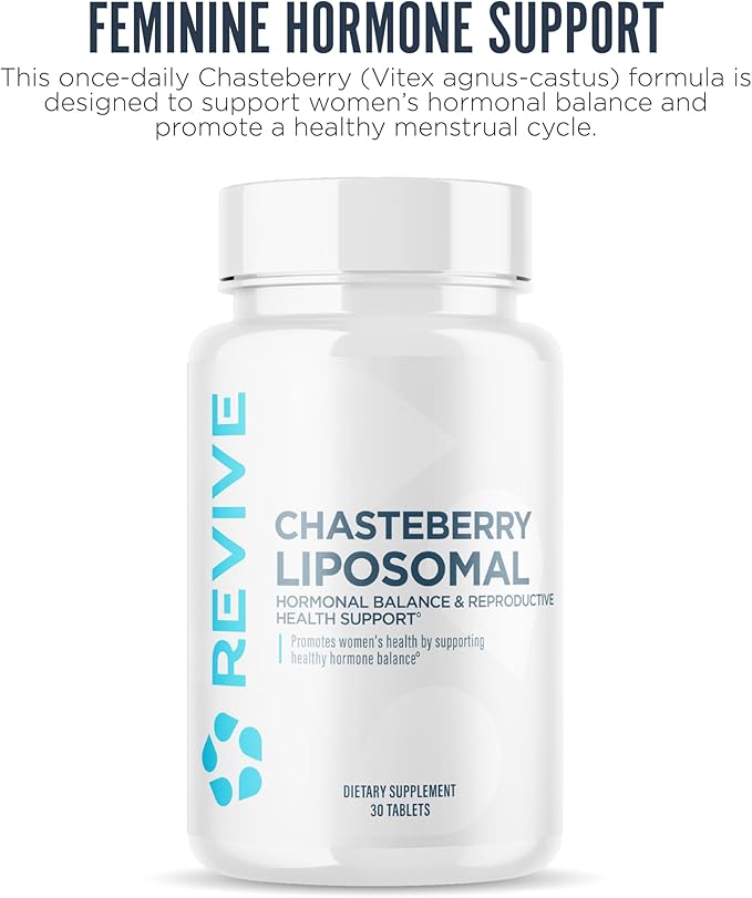 Revive MD Chasteberry Supplement for Women - Chaste-Berry Liposomal (Vitex Agnus-Castus) - Supports Women's Health, Hormone Balance & Fertility - 30 Tablets