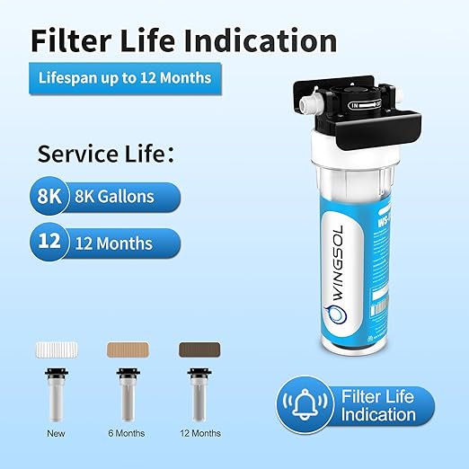 WINGSOL Under Sink Alkaline Water Filter with Faucet, Improves and Taste, 5-in-1 Function Reduces Heavy Meatal, Chlorine, PFAS, PFOA/PFOS, Odor, Sediment, NSF/ANSI 53&42 Certified Water Filter
