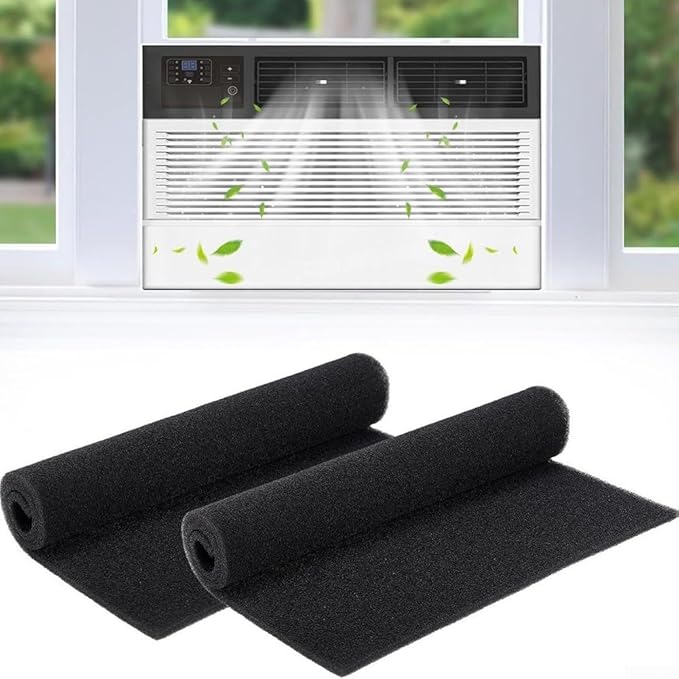 For Window AC Filter Cotton Replacement 2 Pack, 24 x 15 x 1/4 Inch, High Efficiency for Dust Removal