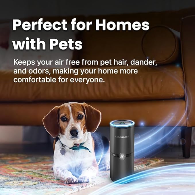 Small Ionic Air Purifier for Home & Bedroom – Silent HEPA Filter – Covers 250 Sq Ft - Free Cleaner for Pets, Hair, Smoke, Dust, Odors & Dander – Compact & Black Design - Pack of 4