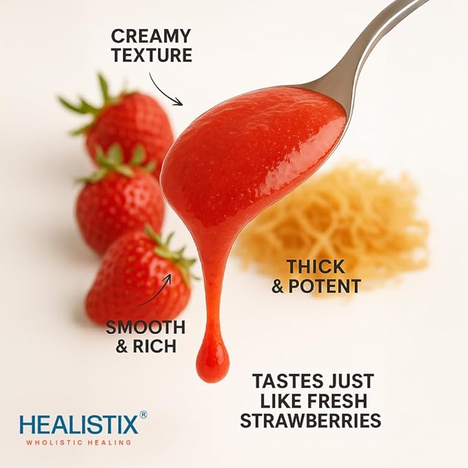 Healistix Strawberry Sea Moss Gel [16 Oz] - Exquisitely Crafted from Seamoss Wildcrafted in The Pristine Waters of St Lucia, A Natural Delight