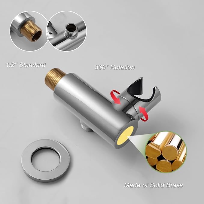 Chrome Handheld Shower Head Brass 2 In 1 Function High Pressure Hand Shower Wand 7 Inch Hand Held Shower Head High Flow Shower Head Sprayer with 59 Inch Hose, Bracket