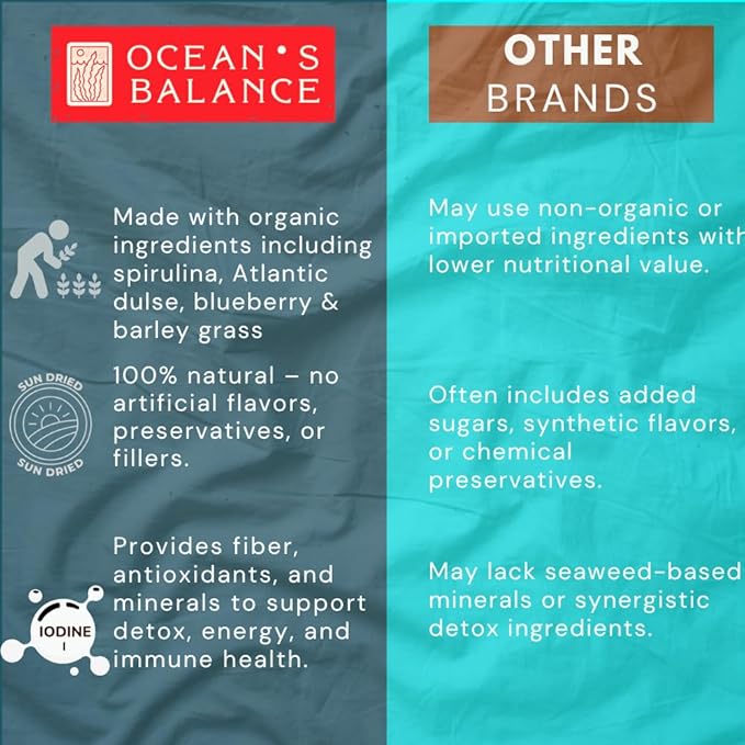Ocean's Balance Daily Detox Smoothie Powder with Cilantro, Blueberry, Spirulina, Dulse Seaweed & Barley Grass Juice Powder — Easily Digested Smoothie Mix for Detox Cleanse (4 oz - 1 Pack)