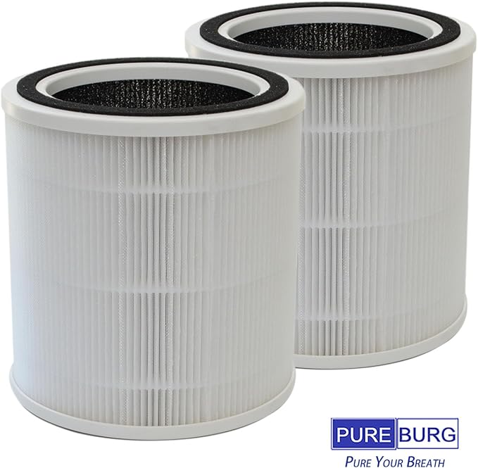 PUREBURG Replacement Filter Compatible with Purivortex AC400 Air Purifier, 2-Pack H13 HEPA Activated Carbon 2-IN-1 3-Stage Filtration