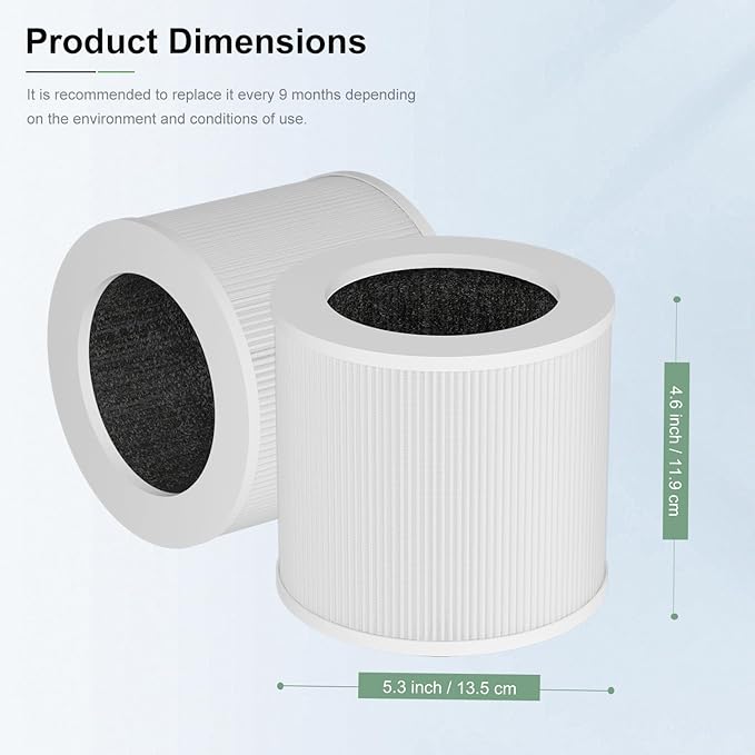 2 Pack Replacement Filte-r Compatible with VEWIOR Air Purifie-r HQSC-50 HQKJ-80 A1 A1W, AMEIFU AP01W, KOIOS HQKJ-50 Air Purifie-r, 3-in-1 H14 True HEPA Air Filte-r
