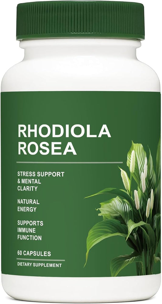 Rhodiola Rosea Organic Capsules, Rhodiola Rosea Supplement, Adaptogenic Herb for Daily Stress Support & Energy Balance – 500mg per Serving – 60 Vegan Capsules (1)