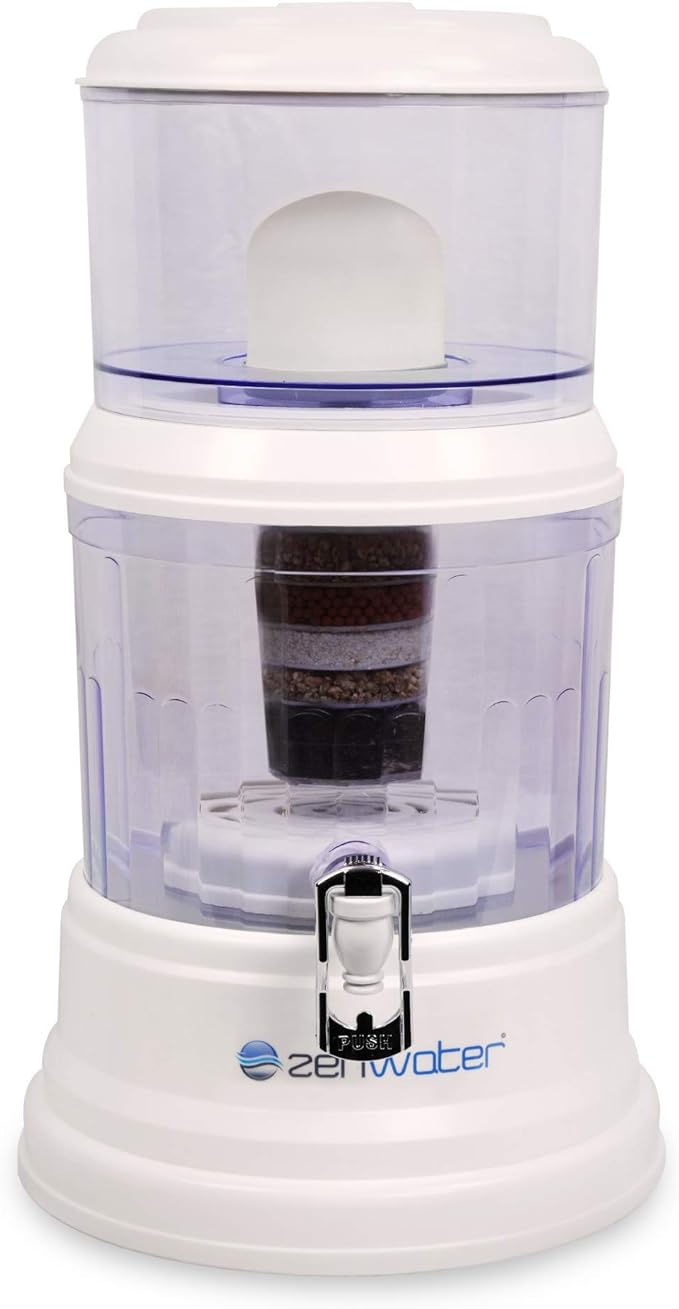 4-Gallon Countertop Gravity Water Filter System - Portable Alkaline Filtration System - Enjoy Clean and Mineral-Rich Hydration at Home, Office, or Travel