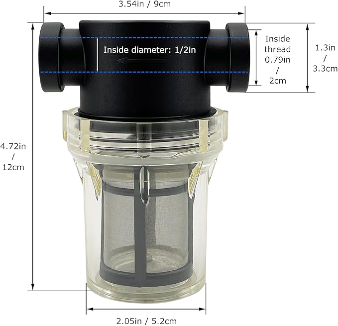 1/2" Female NPT in-Line Strainer with 100 mesh Stainless Steel Filter Screen (1/2“ 100 Mesh)