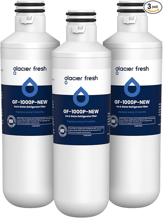 GLACIER FRESH Water Filter LT1000PC Replacement for Refrigerator, Compatible with MDJ64844601, ADQ747935 ADQ74793504 Water Filter (3 Pack)