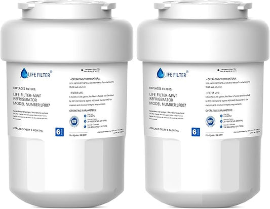 Lifefilter Replacement for MWF Refrigerator Water Filters, MWFP, HDX FMG-1, MWFA, GWF, GSE25GSHECSS, WFC1201, RWF1060, 197D6321P006, 9991, PC75009, 2 Pack