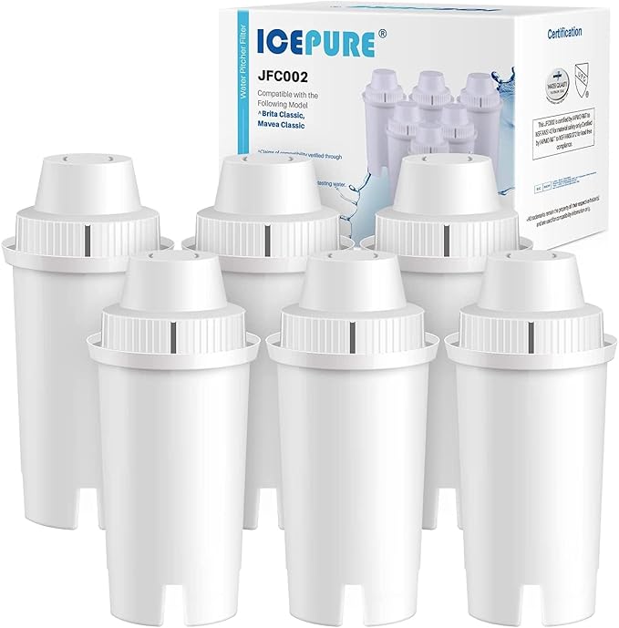 ICEPURE Pitcher Water Filter Replacement for Brita® Standard Water Filter, Brita® Pitchers and Dispensers,Classic OB03, Everyday, UltraMax, Metro+, XL, Mavea® 107007 35557 and More NSF Certified 6PACK