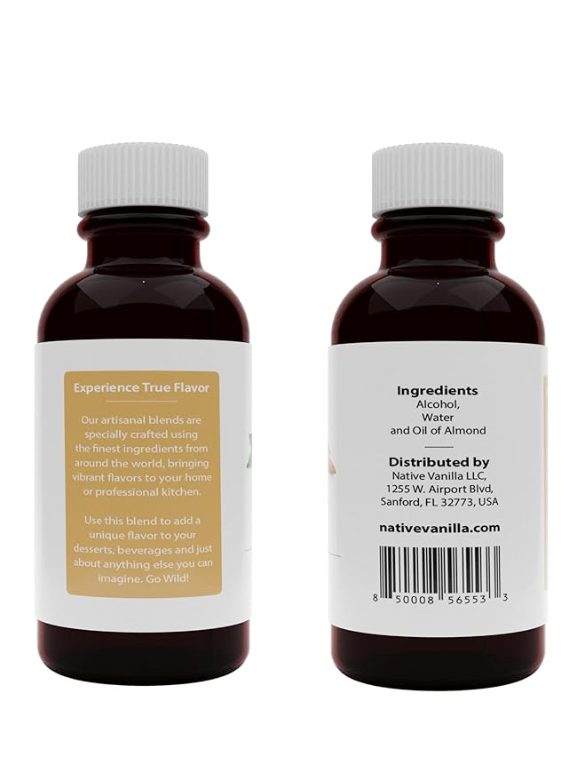 Native Vanilla - Pure Almond Flavor - 4 Fl Oz - Pure Flavors and Extracts - Perfect for Cooking, Baking, and Dessert Crafting