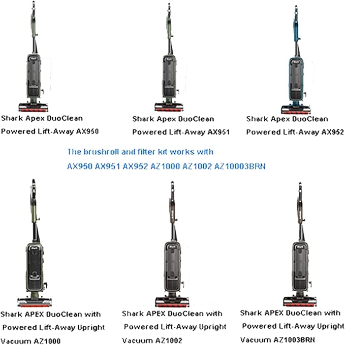 Foam Hepa Filter Brushroll Roller for Shark APEX DuoClean Lift-Away AX950 AX951 AX952 AZ1000 40 AZ1000W AZ1002 40 AZ1002BRN ZU881 ZU885 NV830 NV831 NV835 vacuum,part # 1173FT950,XFF650 and XHF650