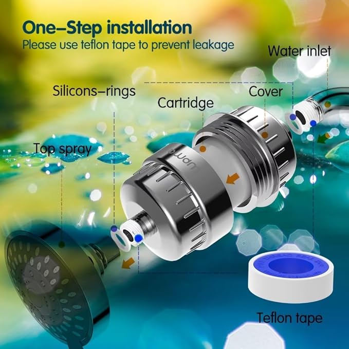 15 Stage Shower Filter - Shower Head Filter - bwdm Hard Water Filter, Remove Chlorine Heavy Metals and other Impurities, Vitamin C Water Softener Reduces Dry Itchy Skin, Dandruff (Chrome)