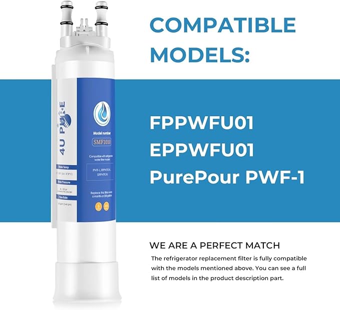 FPPWFU01 Replacement Compatible with EPPWFU01 PureAdvantage PWF-1 FPPWFU01 PurePour PWF-1 Water and Ice Filter, 3 Pack