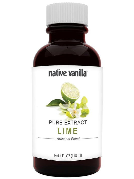 Native Vanilla - Pure Lime Extract - 4 Fl Oz - Pure Flavors and Extracts - Perfect for Cooking, Baking, and Dessert Crafting