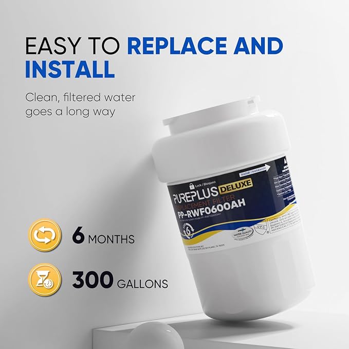 PUREPLUS PRO Refrigerator Water Filter Replacement for HDX FMG-1, PL-100, WFC1201, PC75009, RWF1060, RWF0600A, 469991 Refrigerator Cartridge, NSF/ANSI 53&42 Certified, 1Pack