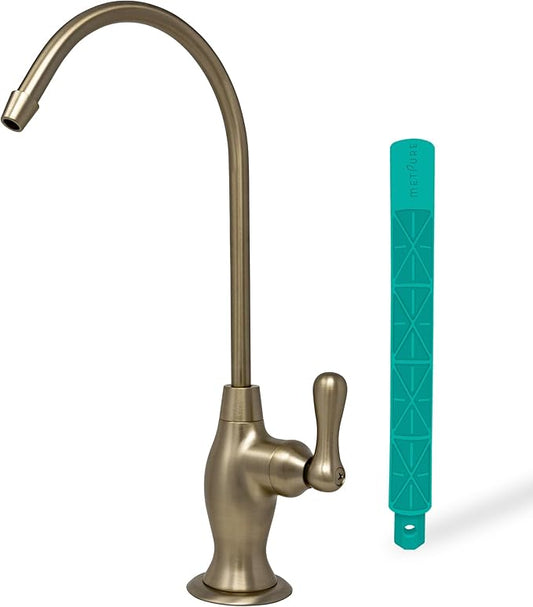 Water Filtration Faucet Reverse Osmosis Non Air Gap Drinking Water Filtration System Water Dispenser Spout (Champagne Gold) Vase Style with Drinking Water Faucet Wrench RO-FW148