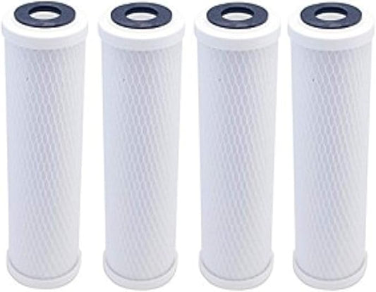 CFS – 4 Pack Activated Carbon Block Water Filter Cartridges Compatible with Flow Pur POE12GHGACB Models – Removes Bad Taste & Odor – Whole House Replacement Filter Cartridge – Universal 10" Cartridge