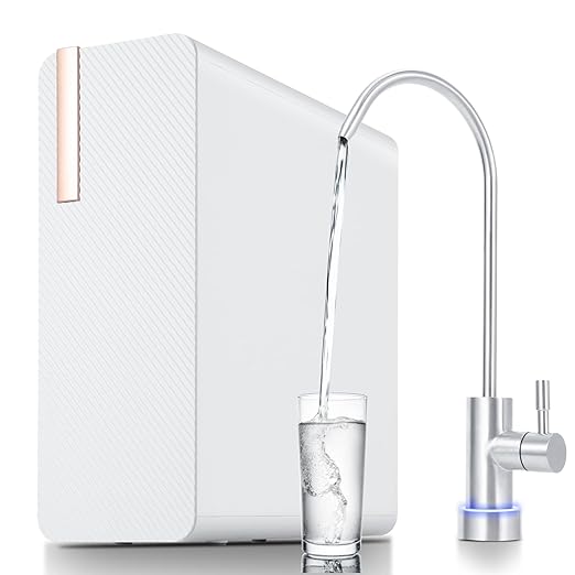 RO System 600 GPD, Under-Sink Tankless Reverse Osmosis Water Filter, 2:1 High Pure to Drain Water-Saving, NSF/FC/SGS Certified, Smart Faucet Reminder, Reduces TDS/PFOA/PFOS