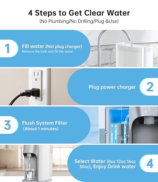 WIE Reverse Osmosis Water Filter Countertop, 7 Stage RO Purification with UV,Counter Water Filtration System, 3:1 Pure to Drain,NSF/ANSI 58 Tested,Water Purifier Dispenser (No Installation Required