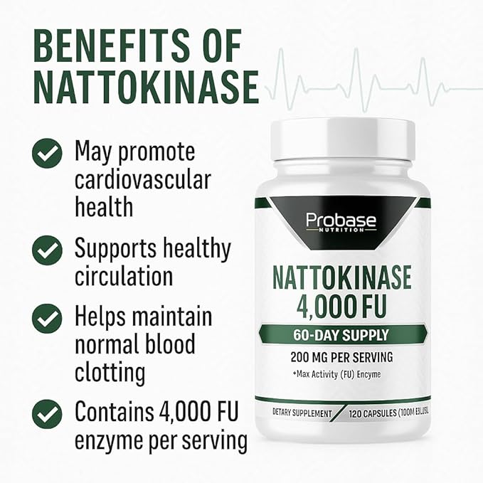 Nattokinase Capsules 4000 FU from Japanese Natto Extract 120 Servings for Wellbeing Support