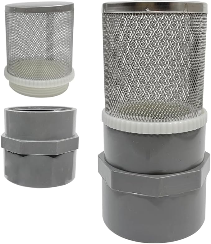 1/2" inch stainless steel filter cover connected to 1/2" grey pvc filter DN15 water pipe, suction strainer used to remove debris and reduce solid entry(1pcs)