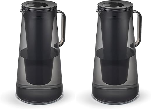 LifeStraw Home – Water Filter Pitcher, 10-Cup, Obsidian, BPA Free Designed for Protection Against Bacteria, parasites, microplastics, Lead, Mercury, PFAS and a Variety of Chemicals (Pack of 2)