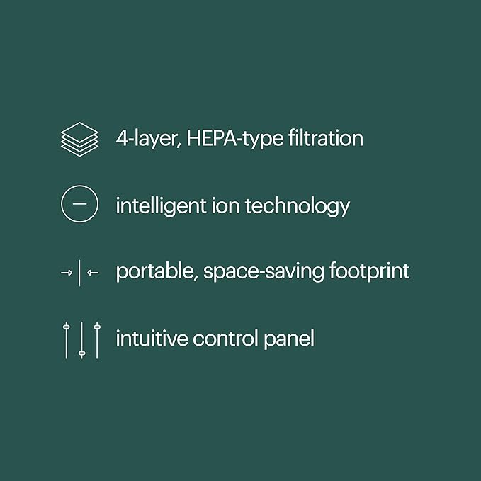 Brondell Horizon O2+ Air Purifier P200, 5 Stage Filtration System Filter and Intelligent Ion Technology – 560sf - CARB Certified