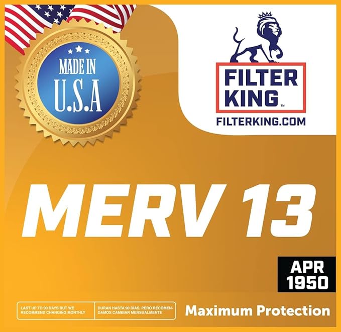 Filter King Air Filters 7.75x25.75x1 | 12 Pack | MERV 13 | HVAC Pleated AC Furnace Filters | Air Purifier | Replacement Filters for Clean, Healthy & Fresh Environment| MADE IN USA