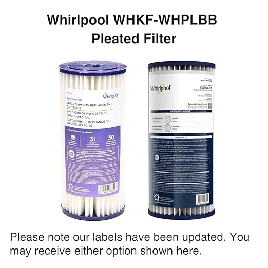 Whirlpool WHKF-WHPLBB Whole House Large Capacity Pleated Sediment Filter, NSF Certified 20-30 Micron Reduces Sand, Soil, Silt & Rust, Fits 4.5" Diameter Standard Home Water Filter Housings