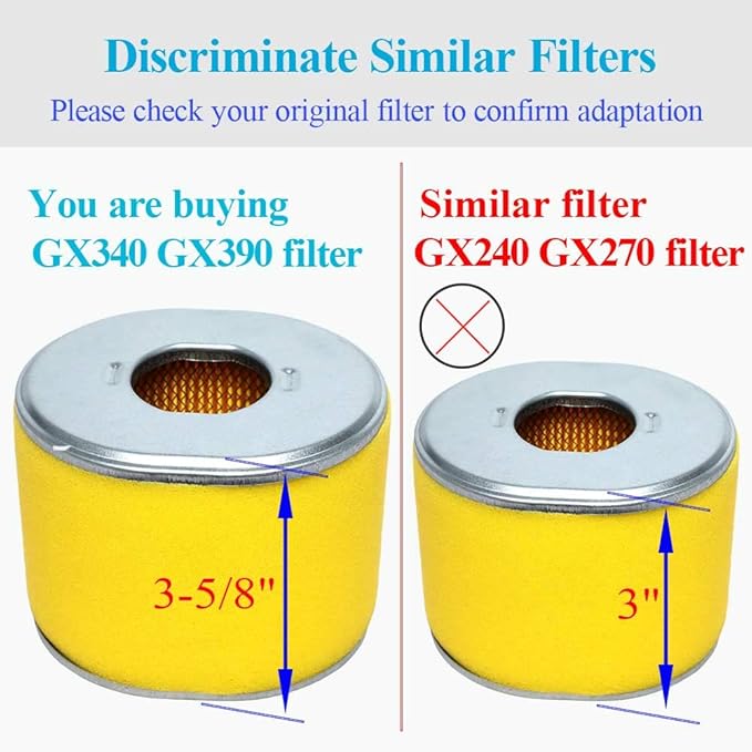 3 Pack Air Filter Fit for Honda GX390 13HP GX340 11HP Engine Pressure Washer Air Cleaner, Professional 17210-ZE3-010 17210-ZE3-505 Air Filter